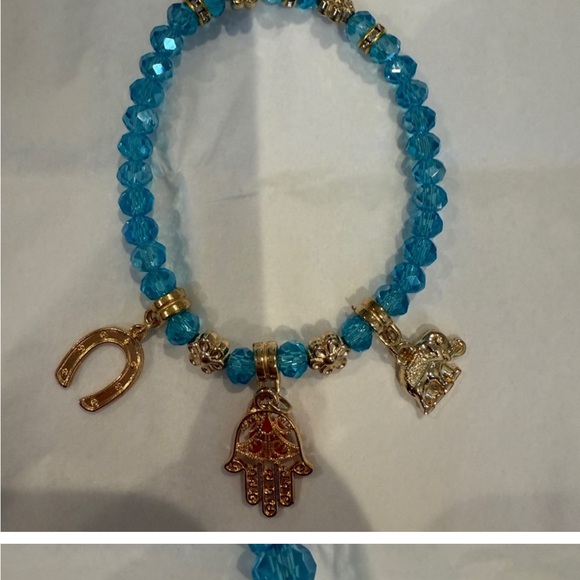 Jewelry - Gold and Blue Charm Fashion Bracelet